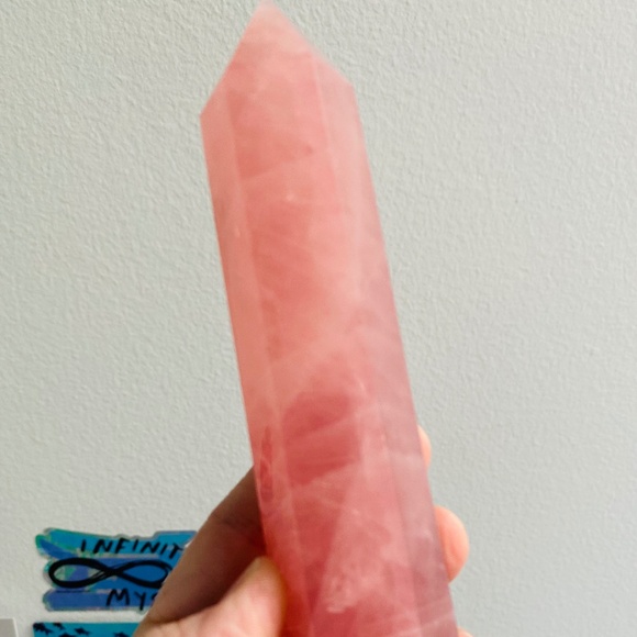 Rose quartz crystal tower! 6” tall! Grade A. Bubblegum pink! Heart healer! - Picture 4 of 6